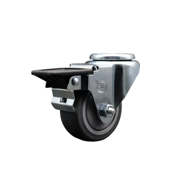 3'' Thermo Rubber Wheel Swivel Bolt Hole Caster with Posi Lock Brake